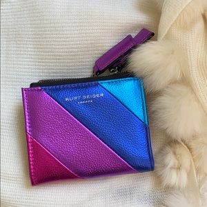 Kurt Geiger Pink and Blue Metallic Wallet